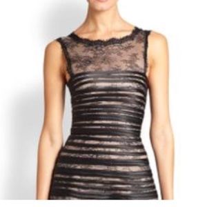 Stunning black dress with nude underlay.